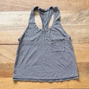 Yogi racerback tank - navy stripes